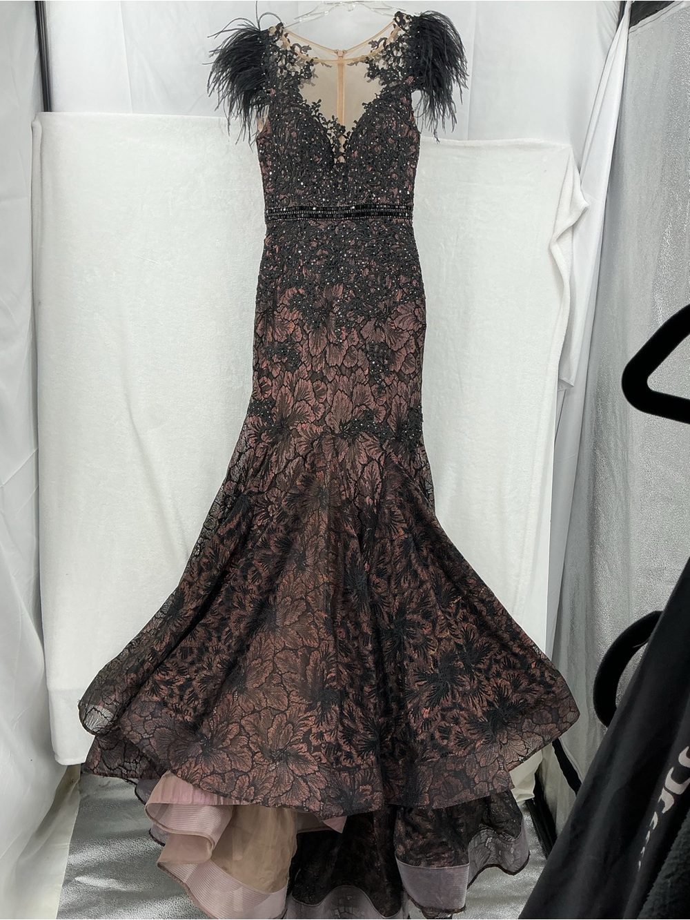 Mac Duggal Black and Deep Purple Lace Mermaid Gown 1172 - Picture 3 of 15